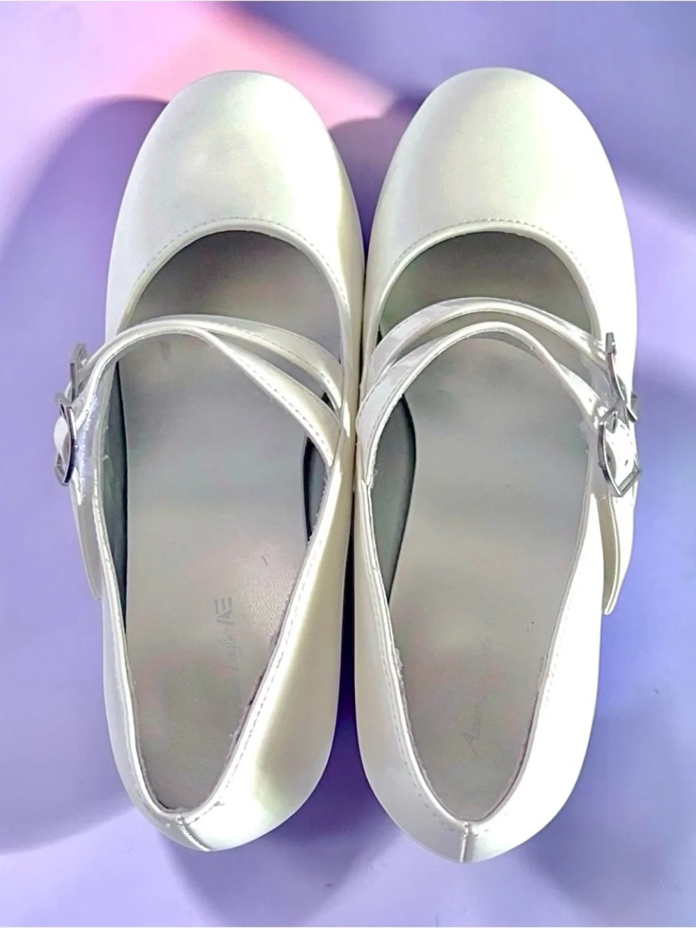 American Eagle Dress Heels White Patent Girls Size 2.5 Excellent Condition 👠